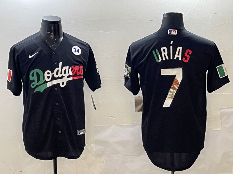 Men Los Angeles Dodgers 7 Urias Black Fashion 2025 Nike MLB Jersey style 3